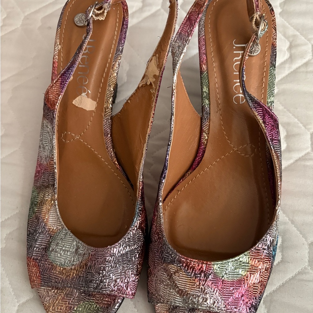 J.Renee Multicolor Metallic Pattern Slingback Mules